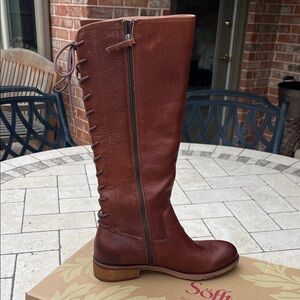Söfft Brown Lace-Up Tall Leather Riding Boots
